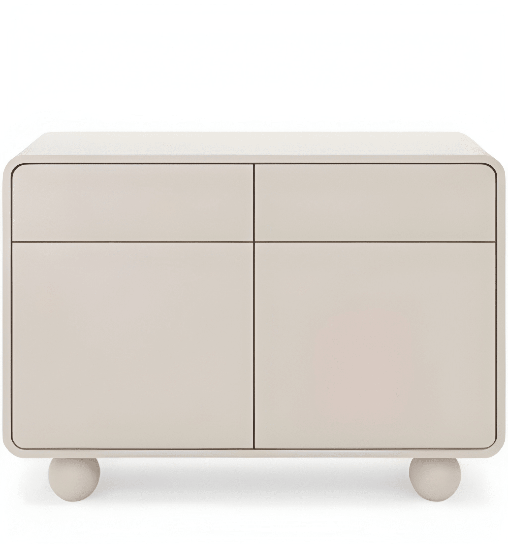 Kremowa Komoda Dziecięca Softie – Obłe Kształty i Designerskie Nóżki-Kulki