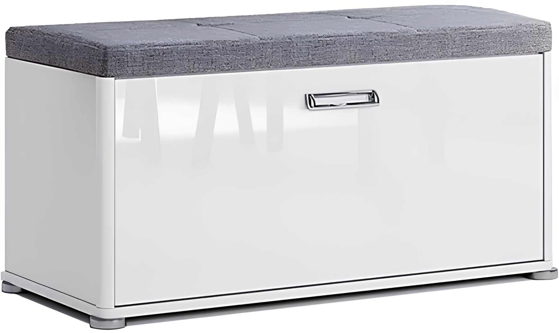 Szafka na buty z siedziskiem ART – Biały Połysk & Grafitowy Velvet