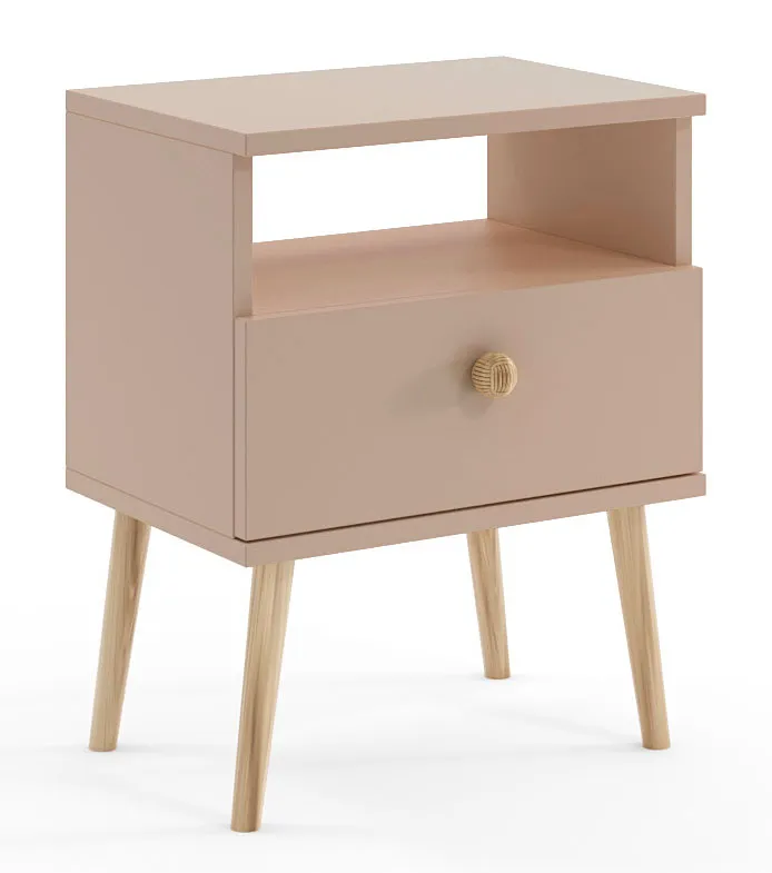 Skandynawska Szafka Nocna Bergen – Matowa Biel i Sosna