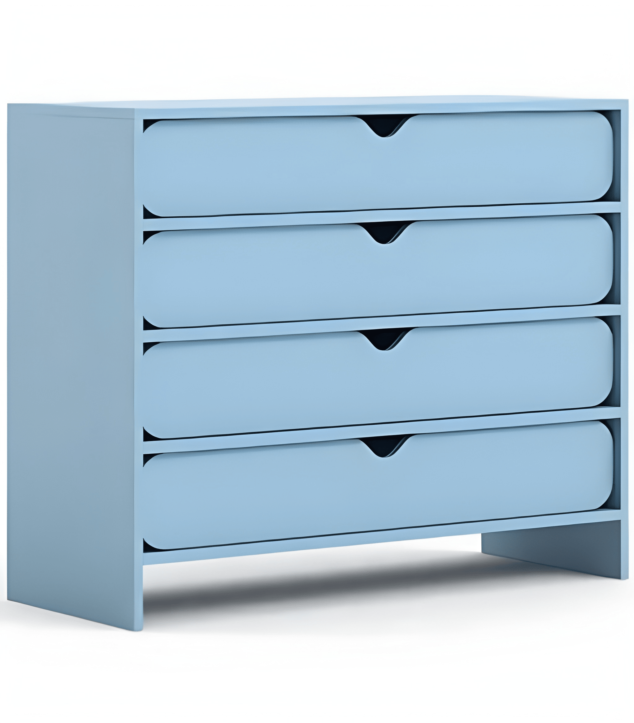 Błękitna Komoda Dziecięca Pure – Cztery Szuflady i Bezpieczny Design